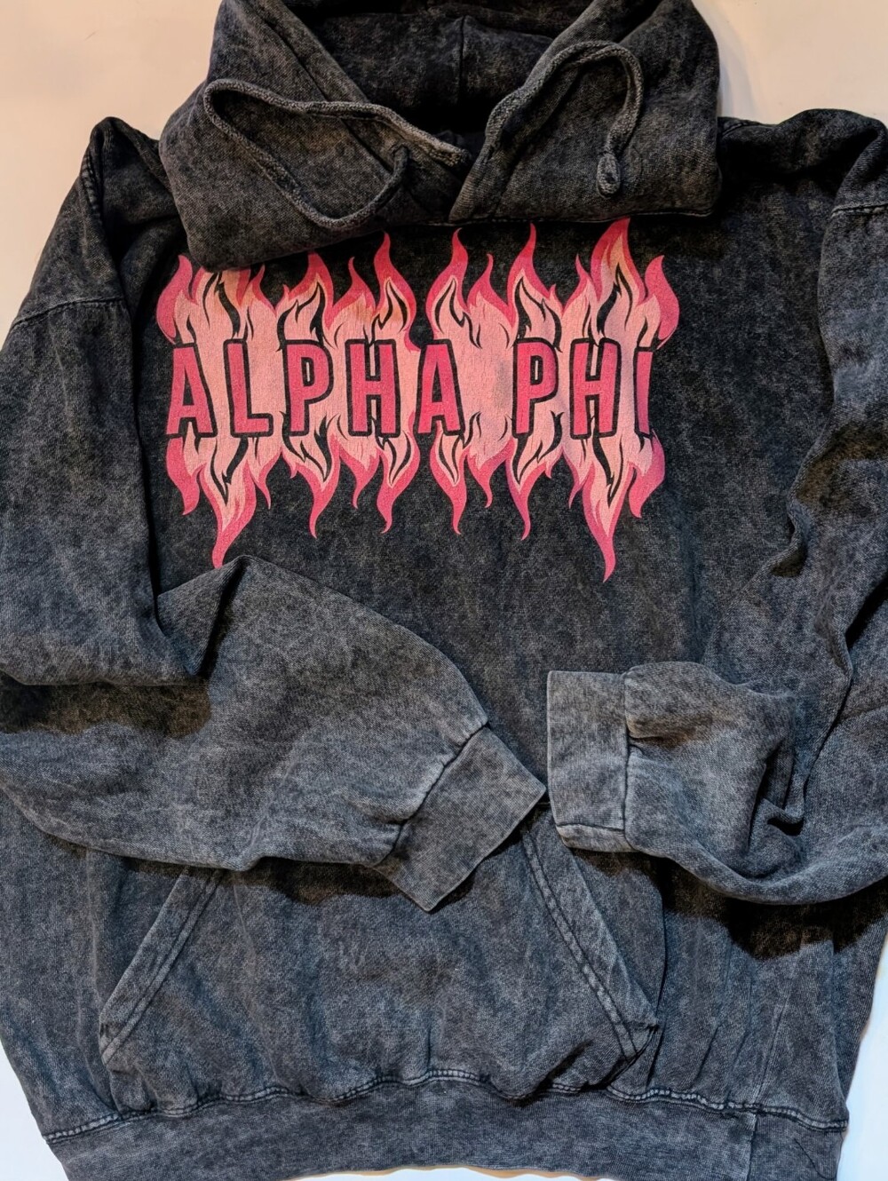 Colortone Alpha Phi Hooded Sweatshirt Women's Large Black Washed